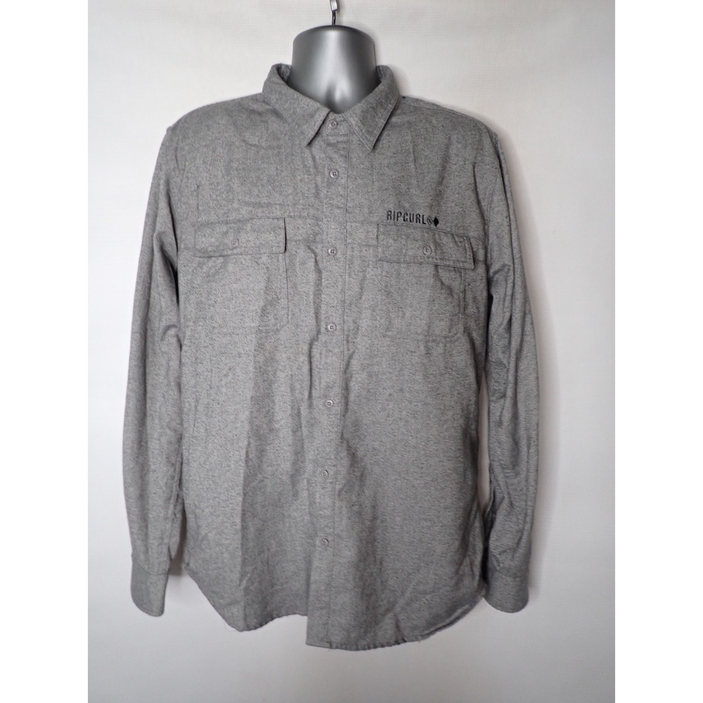 Rip Curl Men's Lennox L/S Flannel Slim Fit Grey Button Down Shirt Size M